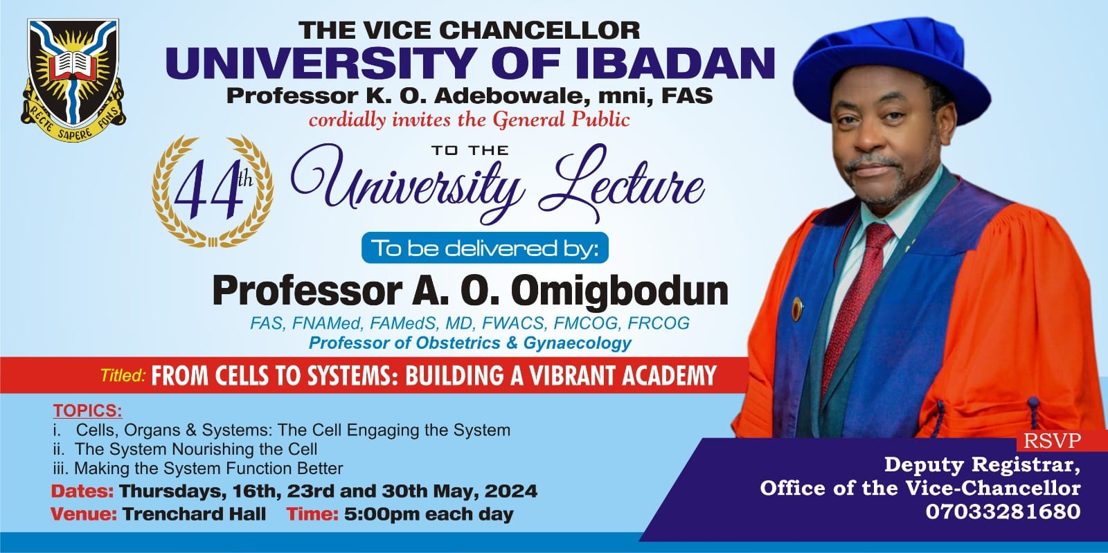 From Cells to Systems: Building a Vibrant Academy” Lecture Series at University of Ibadan