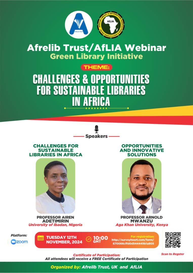 Building a Greener Future: Join the Afrelib/AFLIA Webinar on Sustainable Libraries in Africa