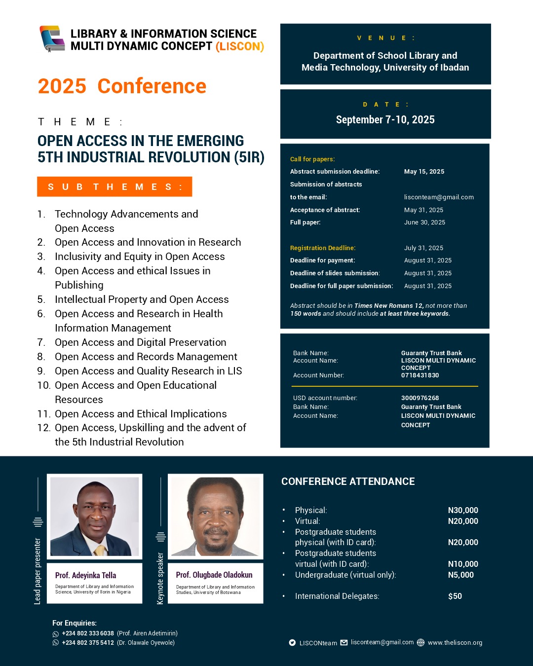 LISCON 2025 Call for Papers: Exploring Open Access in the Age of the 5IR